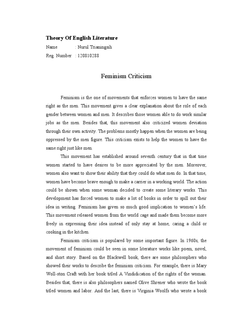 Feminism Criticism Gender Role Feminism