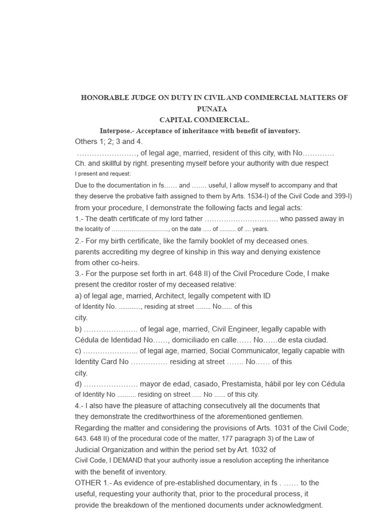 Acceptance of Inheritance With The Benefit of Inventory | PDF ...