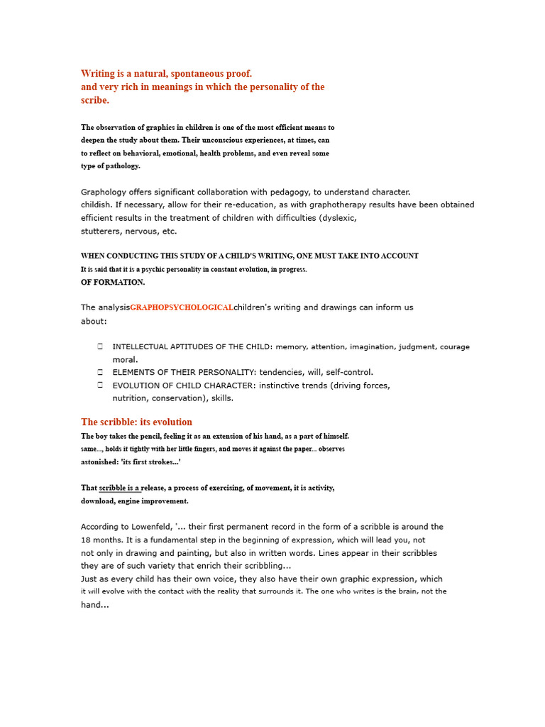 Analyzing Children's Writing and Scribbles | PDF | Graphology ...