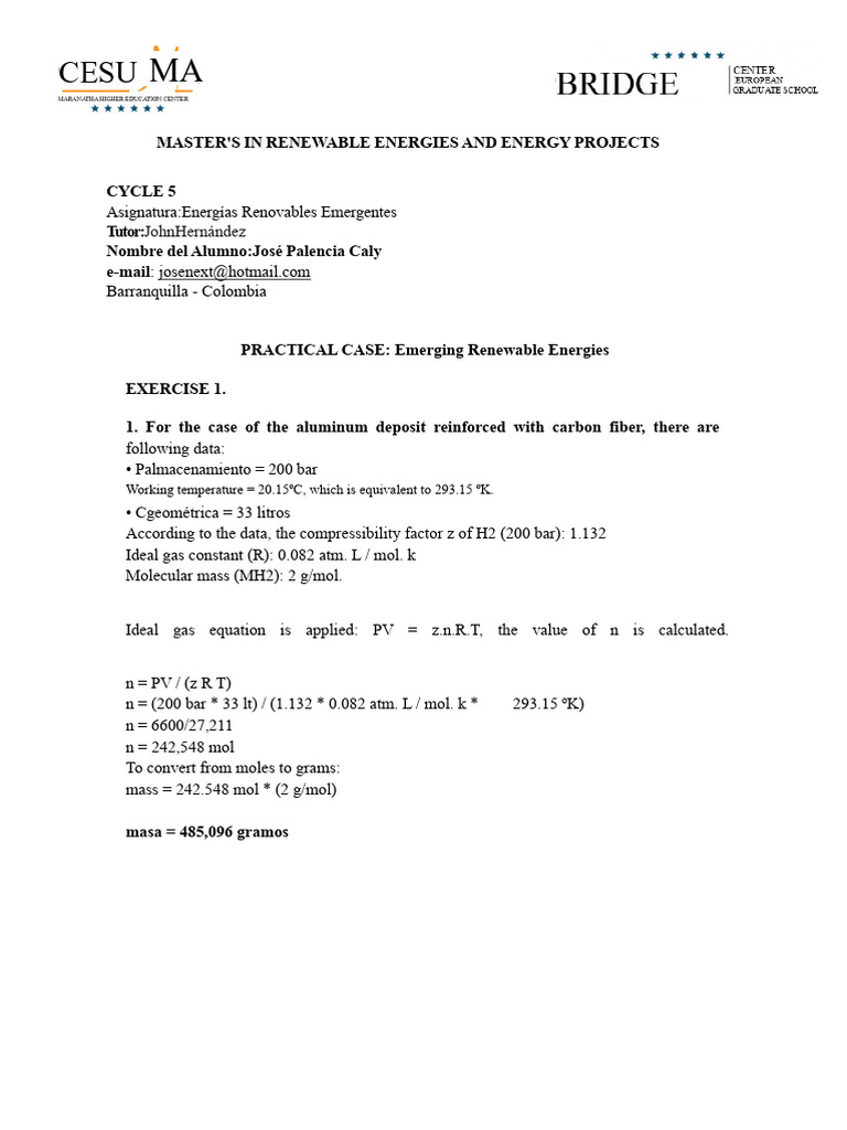Emerging Renewable Energies Case Study | PDF | Mole (Unit) | Chemistry