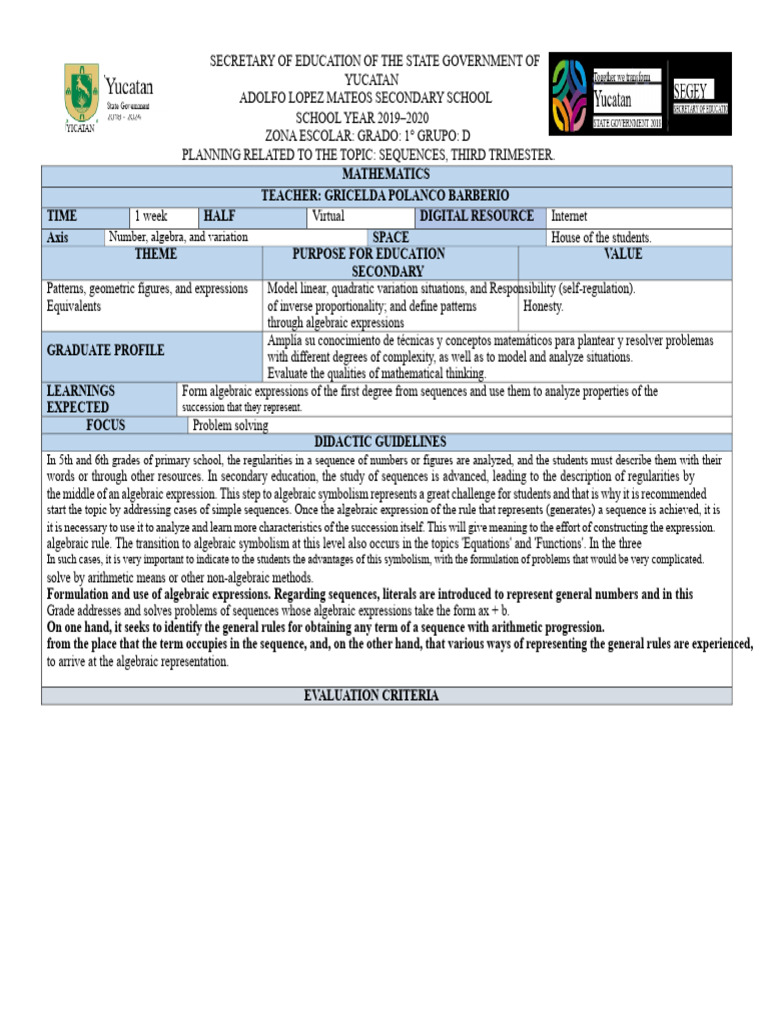 Mathematics Plan Topic Sequences 1ST Grade PDF | PDF | Arithmetic | Numbers