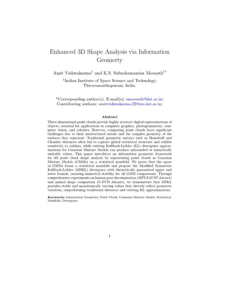 3D Point Cloud Shape Analysis Framework | PDF | Geometry | Manifold