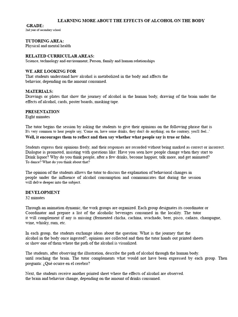 Getting to Know More About the Effects of Alcohol on the Body | PDF ...