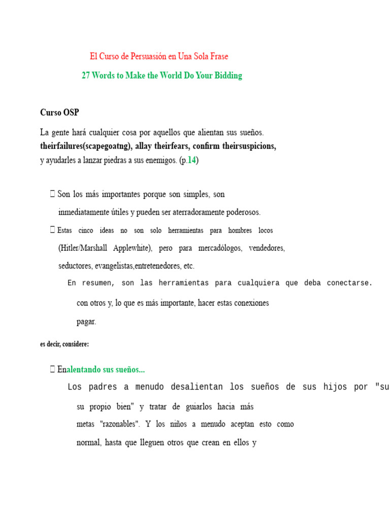 Curso de Persuasión en Una Frase | PDF | Persuasión | Conceptos ...