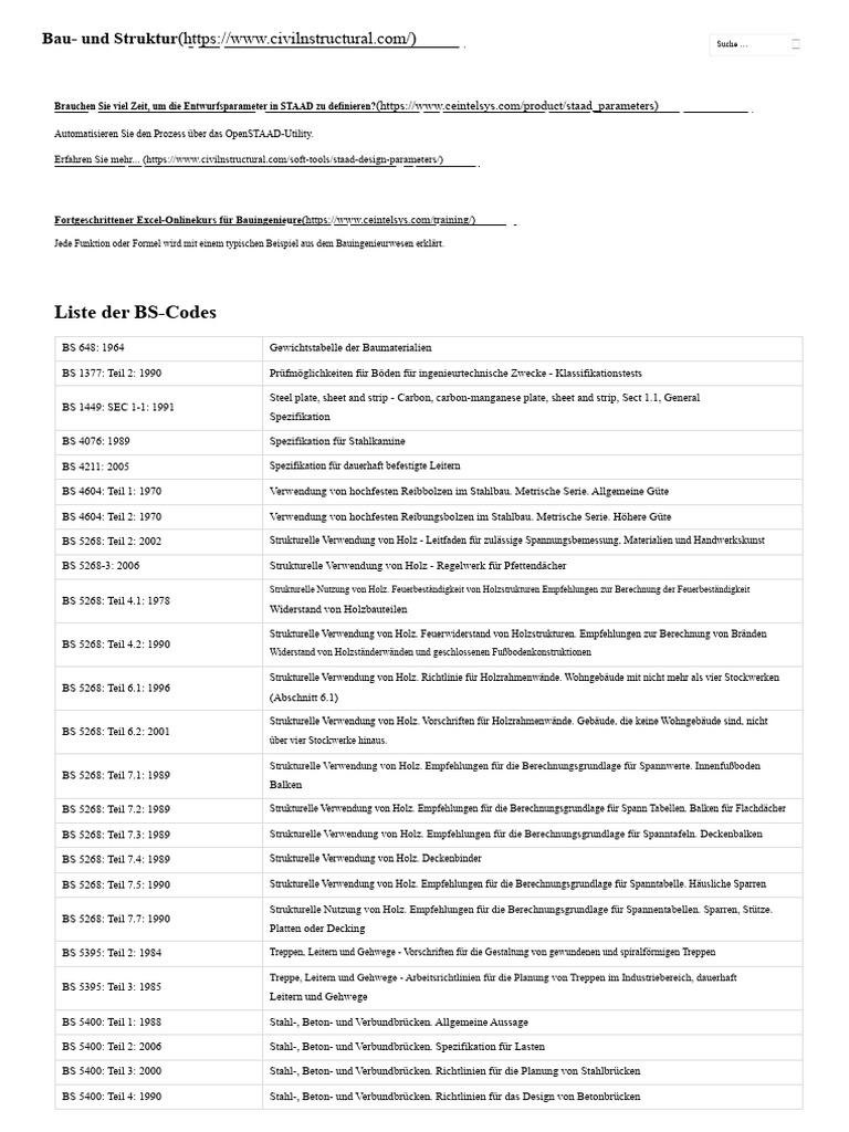 Liste Der BS-Codes - Bau - Und Struktur | PDF