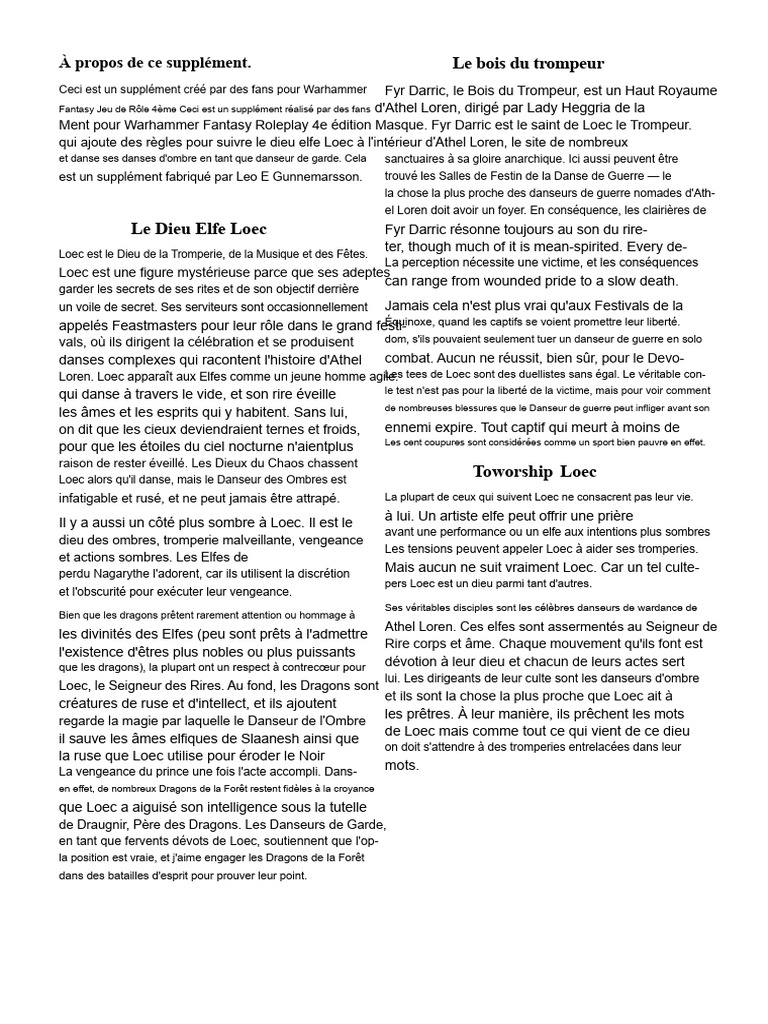 Fyr Darric : Culte de Loec, Dieu Elfe | PDF | Elfe | Les elfes dans la ...