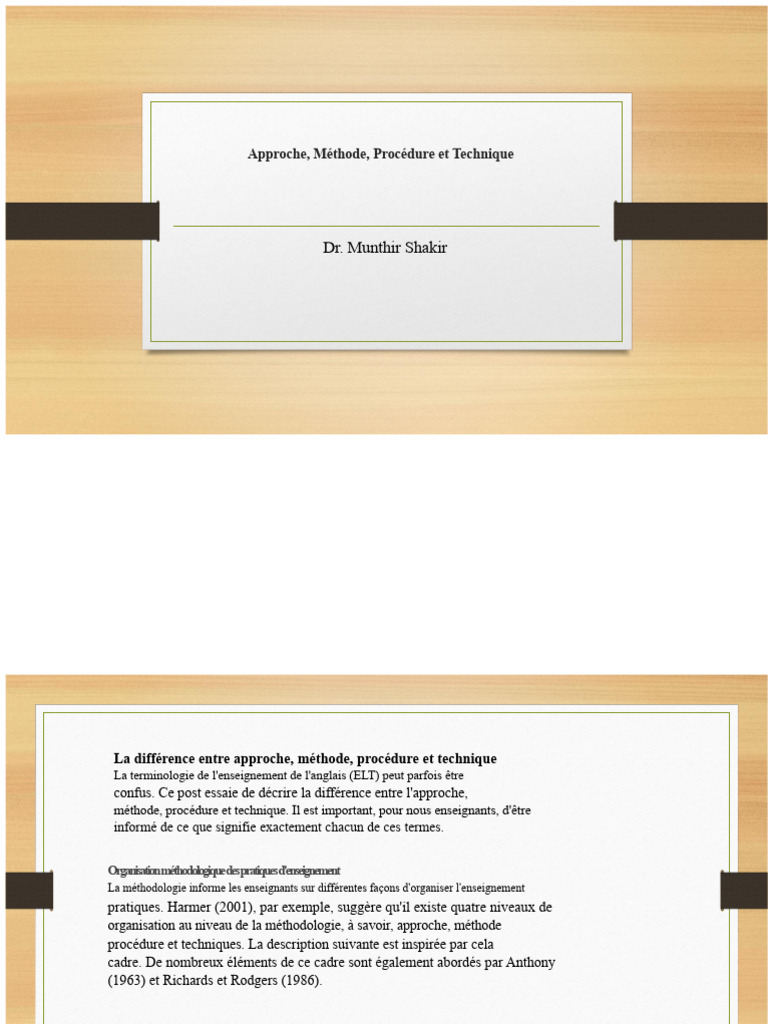 Différences entre approche et méthode ELT | PDF | Linguistique ...