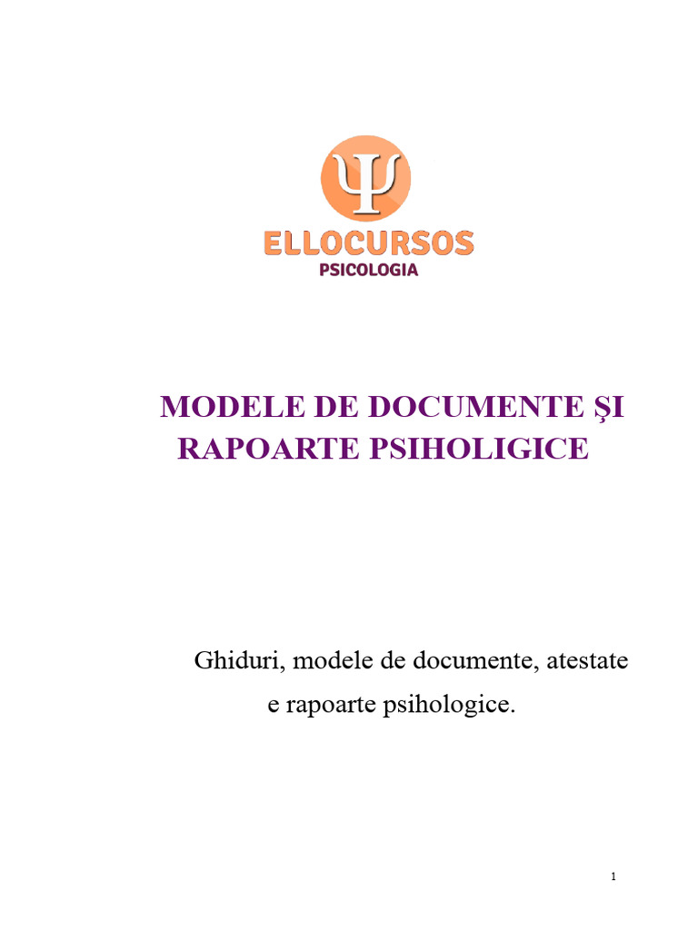 Modele de Documente Și Rapoarte Psiholigice | PDF