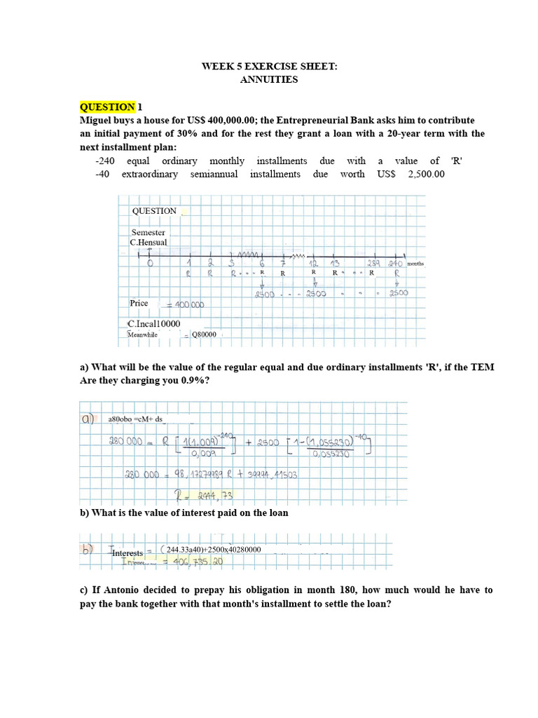 WEEK 5 EXERCISE SHEET | PDF | Interest | Discounting