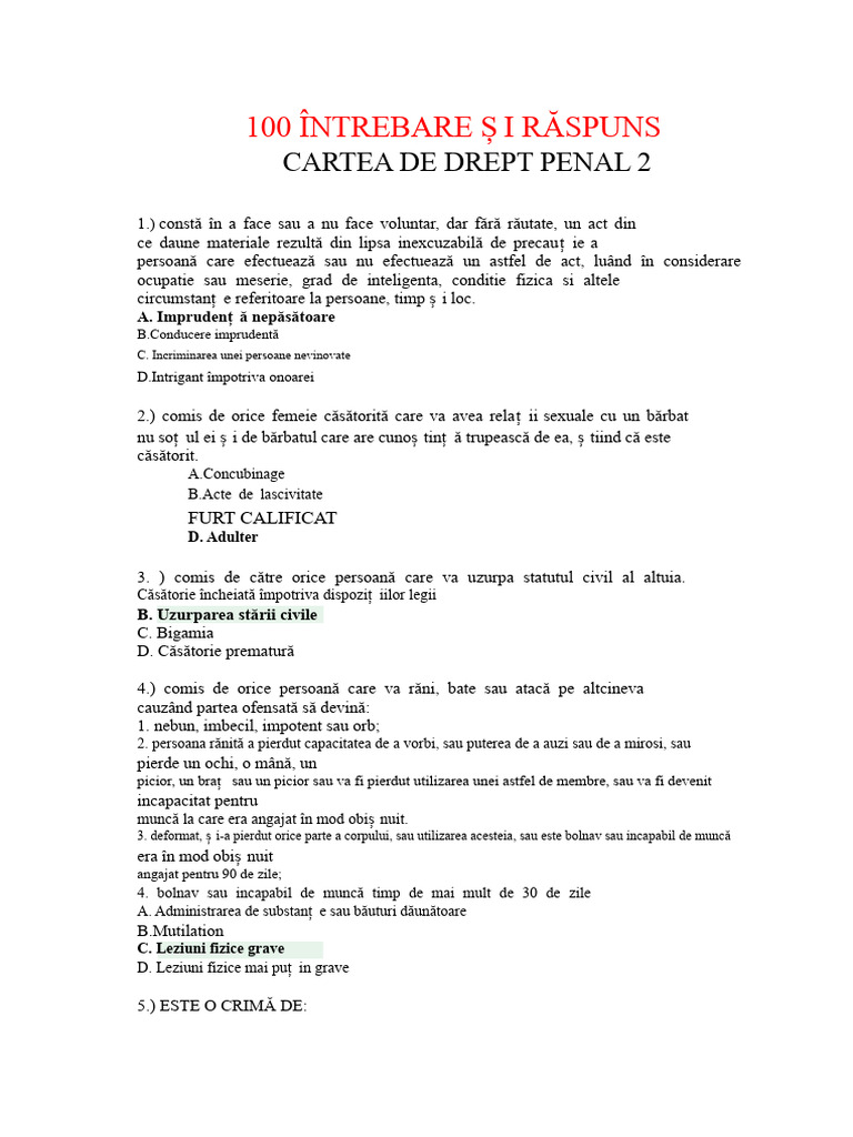 100-De Întrebare Și Răspunsuri-Cartea 2 | PDF