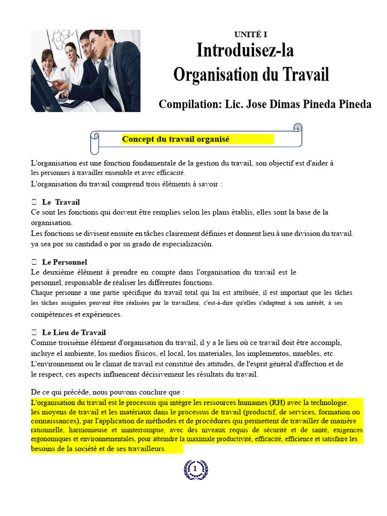 Organisation du Travail et Types d'Organisations | PDF | Business ...