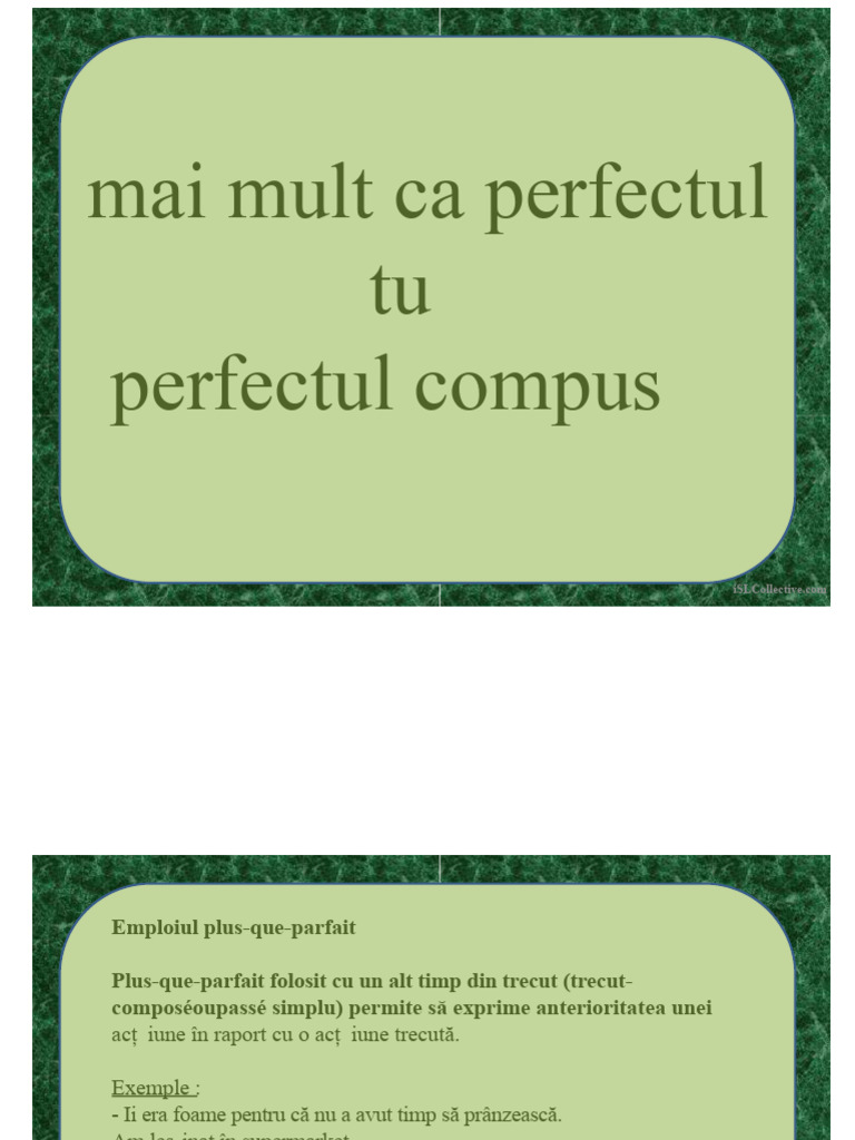 Perfectul Compus Sau Perfectul Simplu | PDF