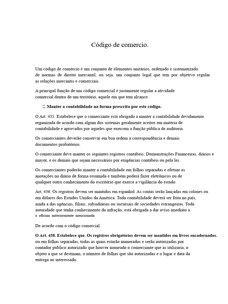 Código de Comércio: Normas e Contabilidade | PDF | Contabilidade ...
