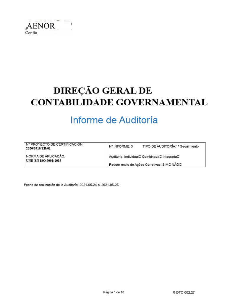 Auditoria de Qualidade DIGECOG 2021 | PDF | Contabilidade | Gestão de ...