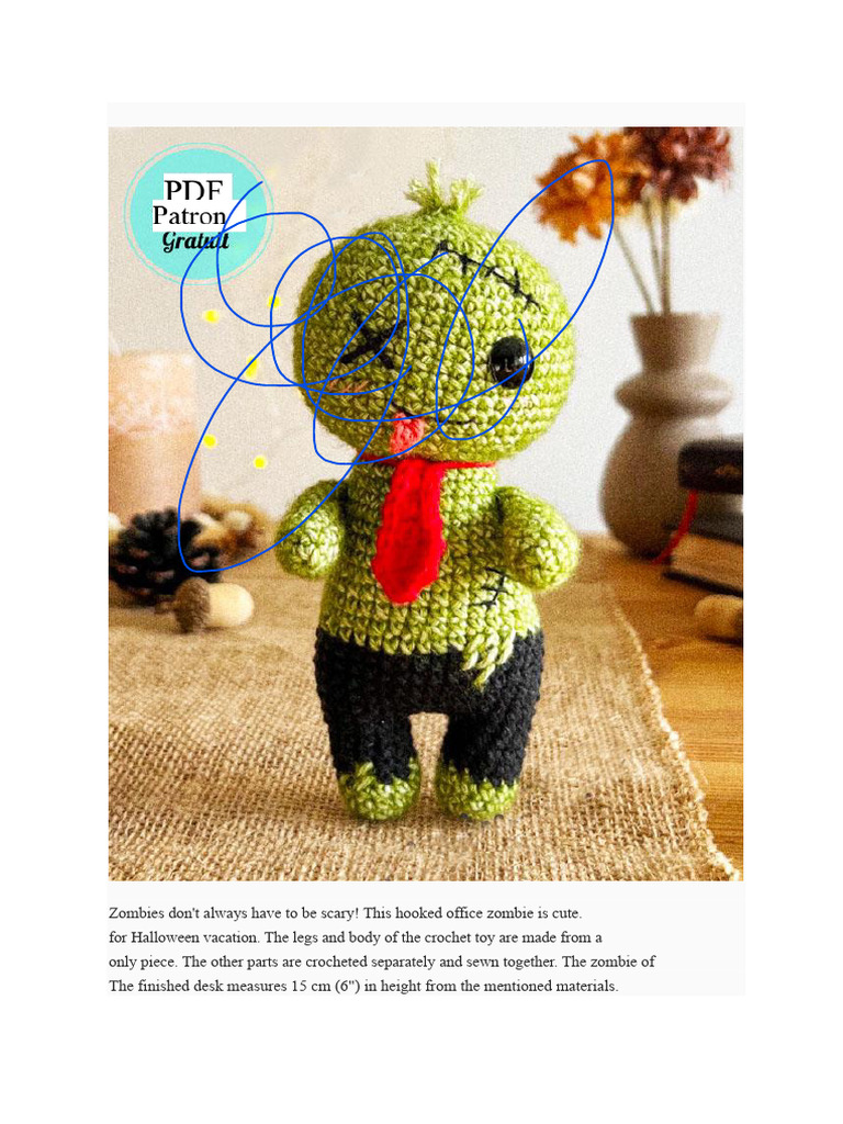 Zombie-Halloween-Amigurumi-PDF-Pattern-Free | PDF | Yarn | Crochet