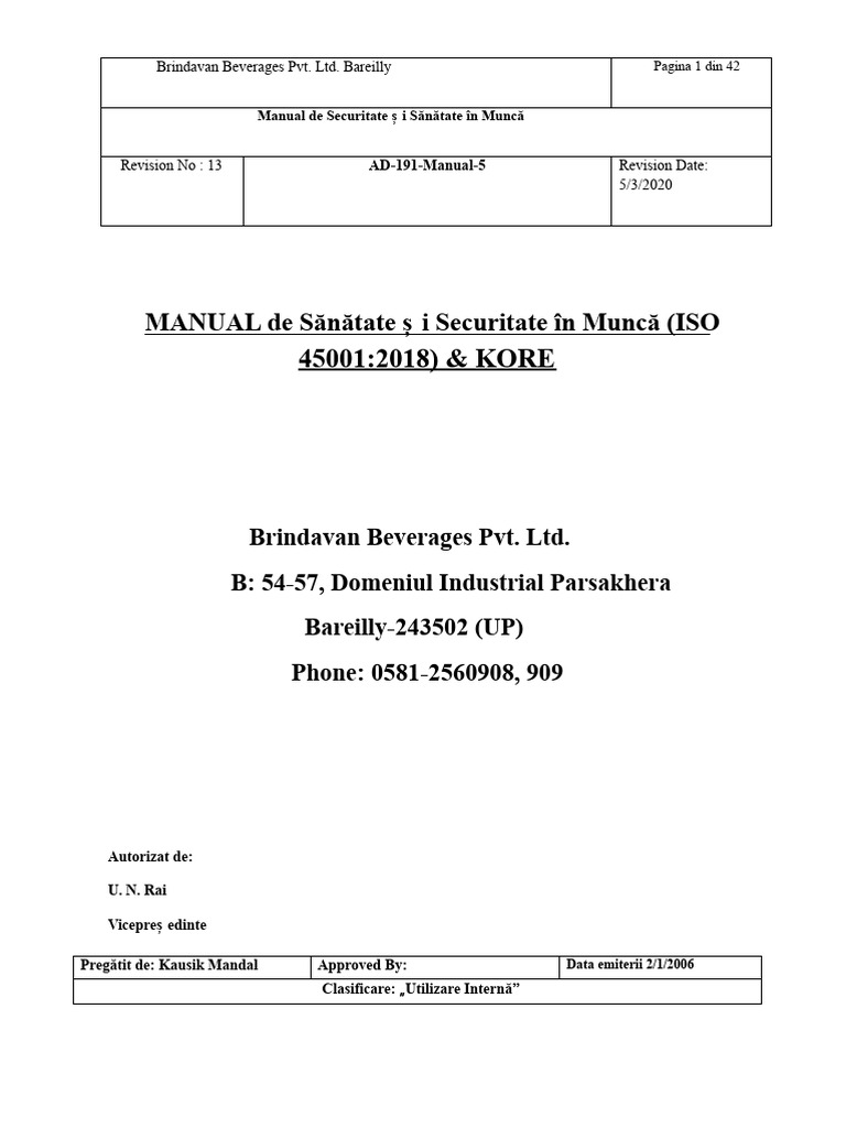 Manual ISO 45001 2020 | PDF