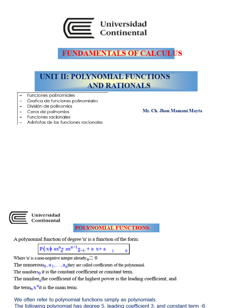 POLYNOMIAL AND RATIONAL FUNCTIONS | PDF | Division (Mathematics ...