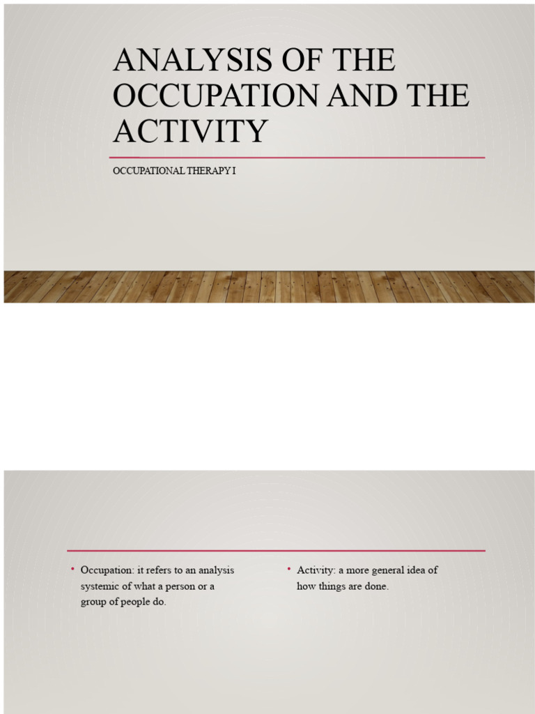 Occupational Therapy Activity Analysis Guide | PDF | Occupational ...