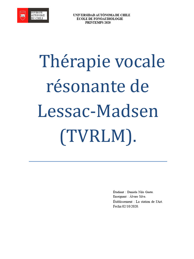 Thérapie vocale résonante Lessac-Madsen | PDF