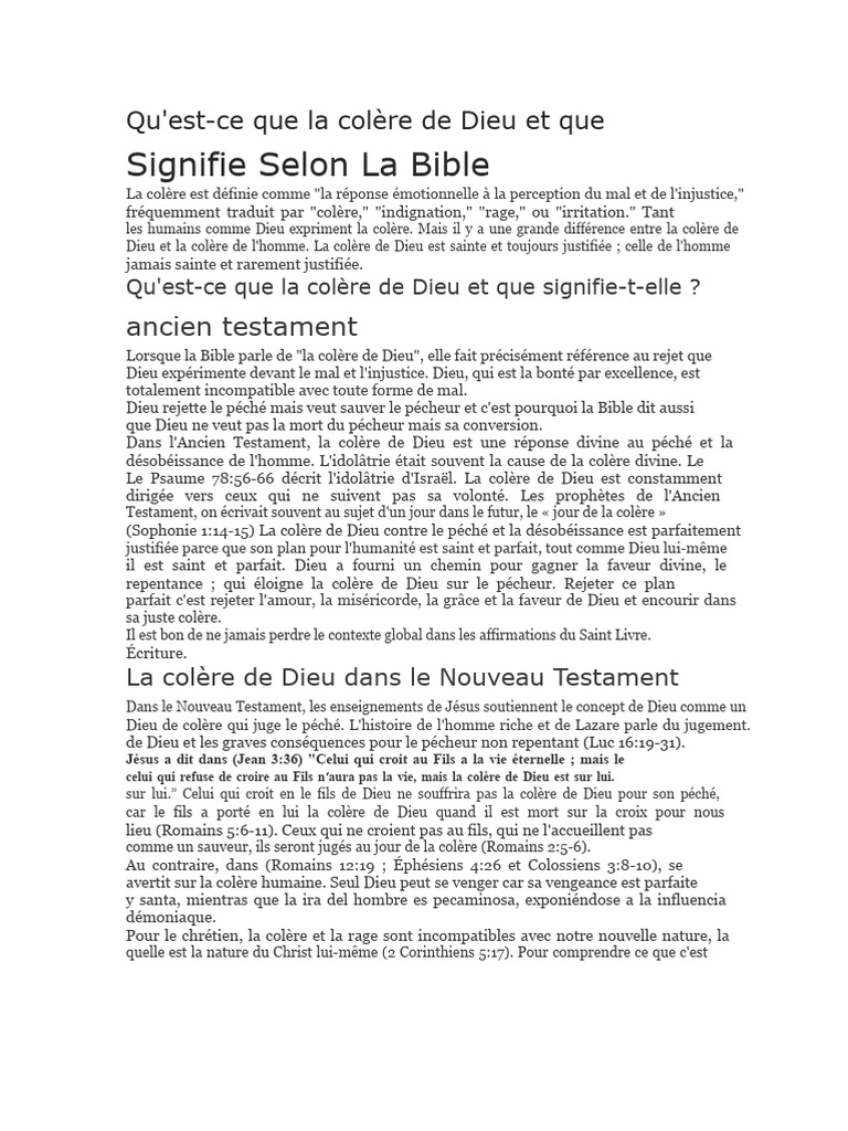 Comprendre la colère de Dieu selon la Bible | PDF | Dieu | Colère