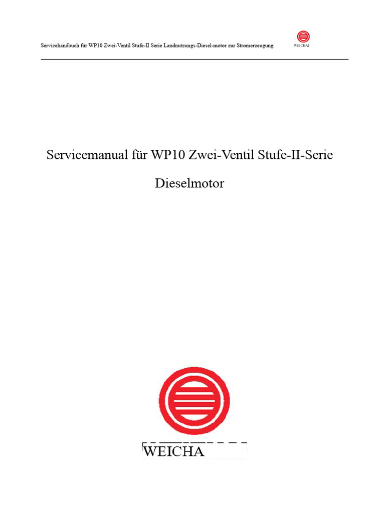 WP10 Zwei-Ventil Zweistufige Landstrom-Dieselmaschinen Wartungshandbuch ...