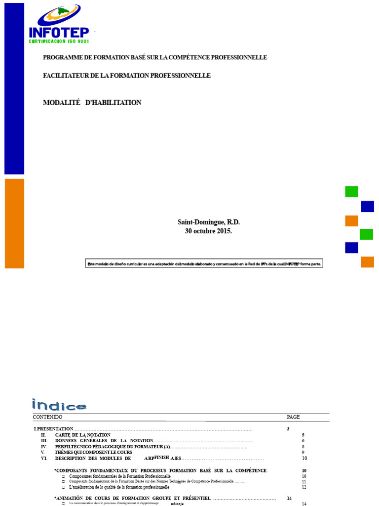 Formation Professionnelle : Programme Facilitateur | PDF | Pédagogie ...
