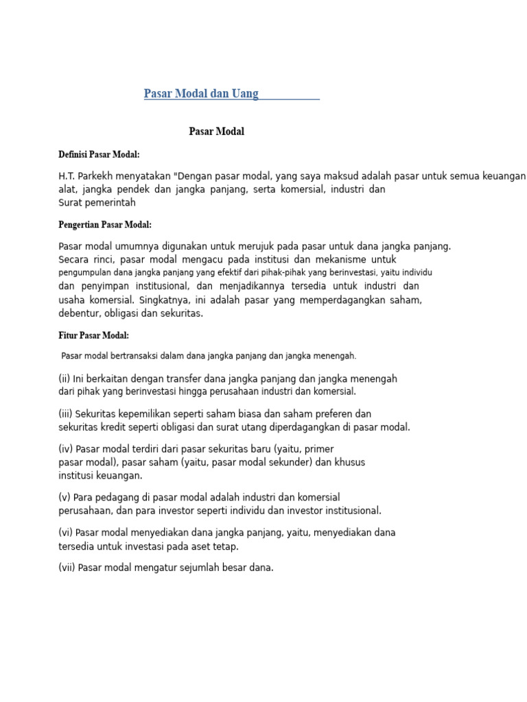 Pasar Modal Dan Uang Pdf 