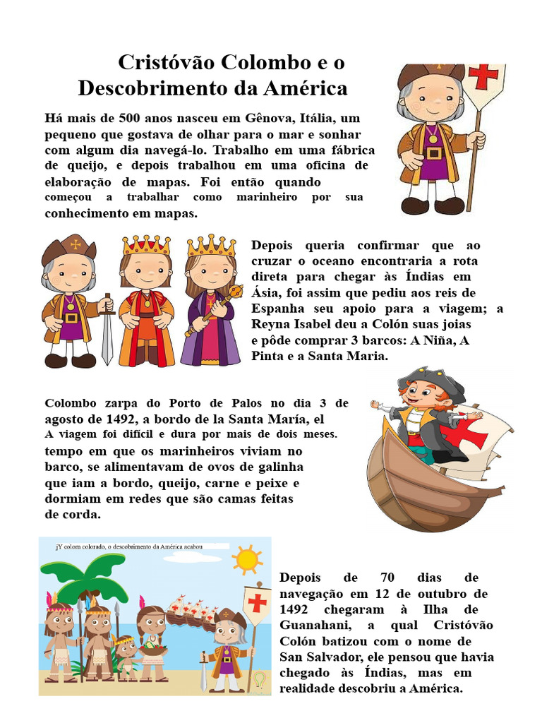 Cristóvão Colombo e a América | PDF | Cristóvão Colombo | Transporte de ...