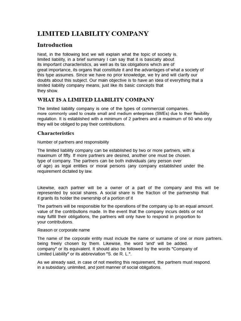Understanding Limited Liability Companies | PDF | Limited Liability ...