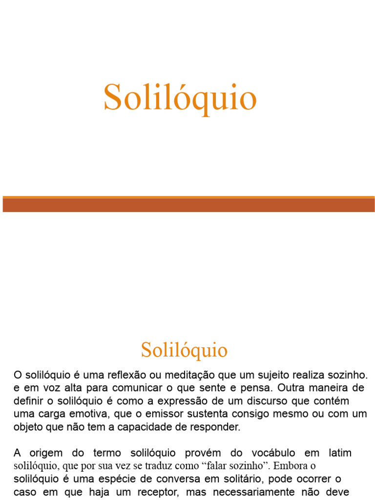 Entenda o Solilóquio: Definição e Exemplos | PDF