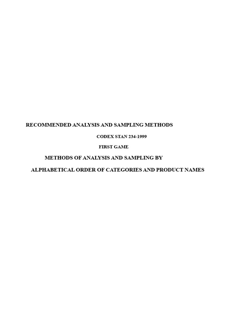 Codex Standards for Food Analysis Methods | PDF | Foods | Flour