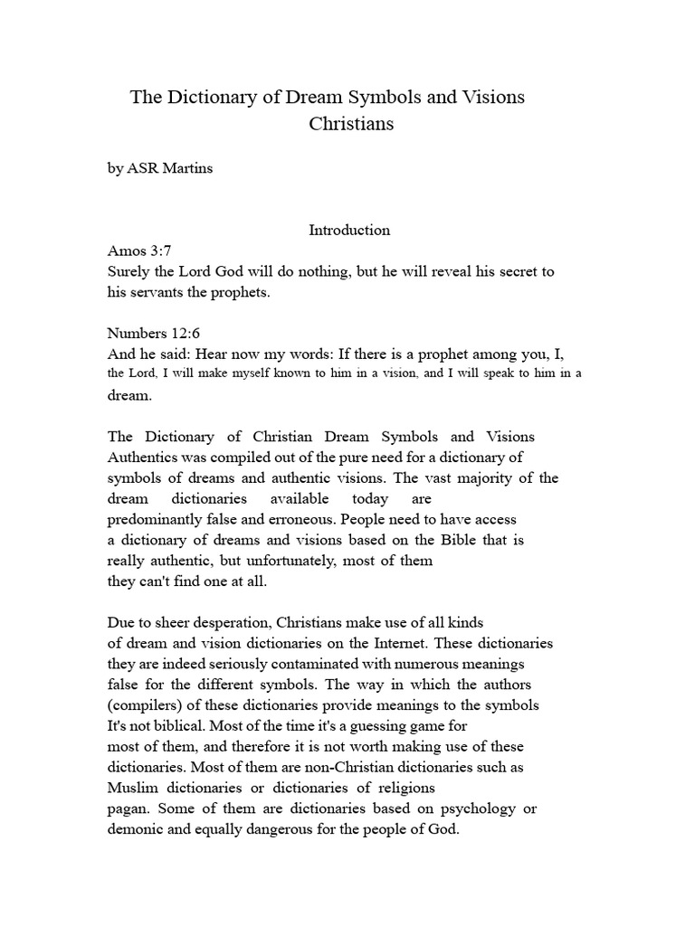 The Dictionary of Christian Dream and Vision Symbols | PDF | Dream ...