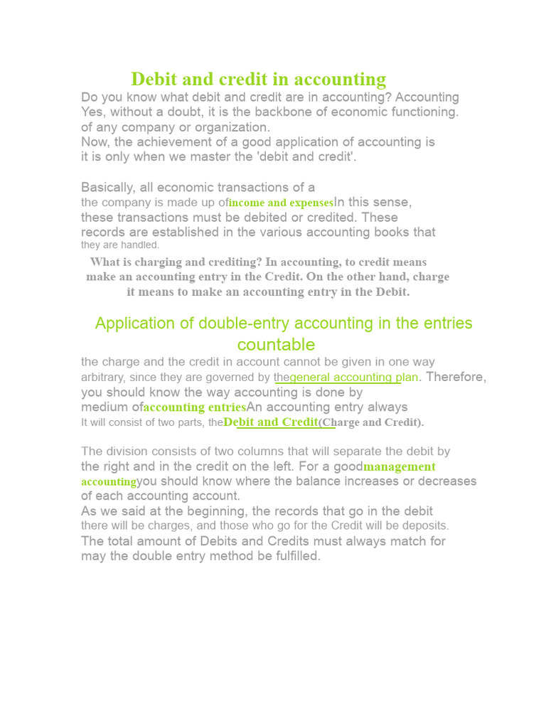 Understanding Debit and Credit in Accounting | PDF | Debits And Credits ...