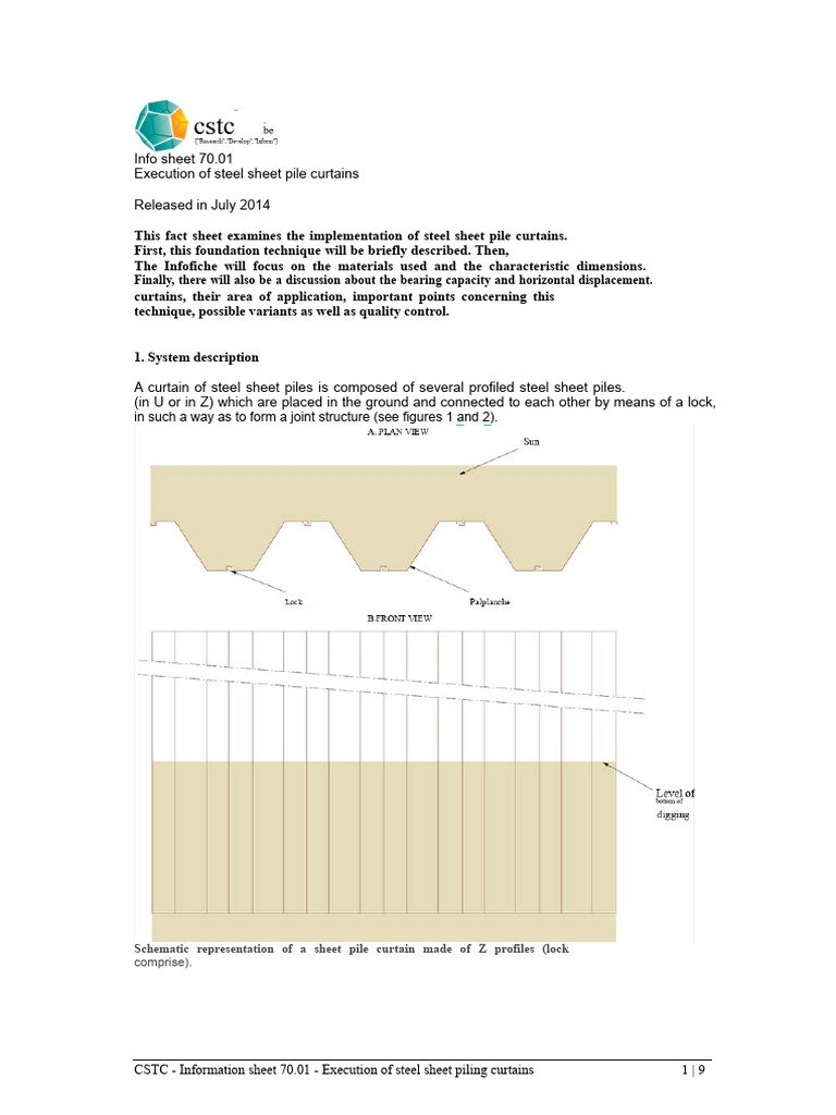 Steel Sheet Pile Curtain Execution Guide | PDF | Rolling (Metalworking ...