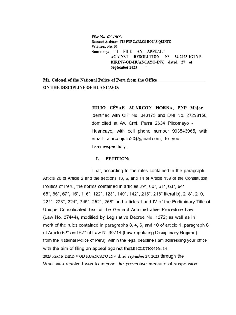 Appeal Against PNP Resolution 34-2023 | PDF | Crimes | Crime & Violence