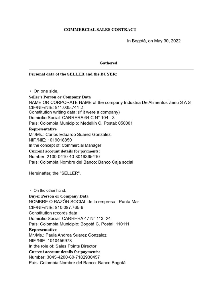 Bogotá Commercial Sales Contract | PDF | Sales | Procurement