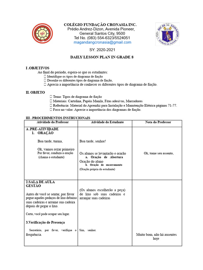 Plano de Aula: Diagramas de Fiação | PDF | Rede elétrica | Eletricidade