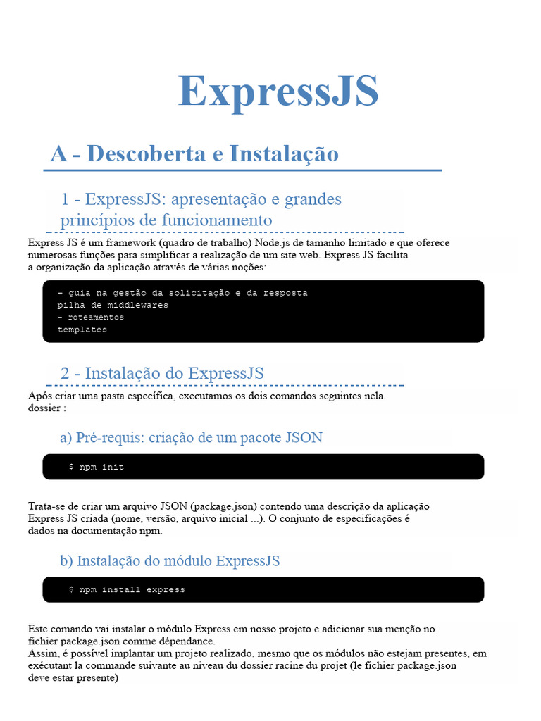 Guia Completo de Instalação do ExpressJS | PDF | Html | Script Java