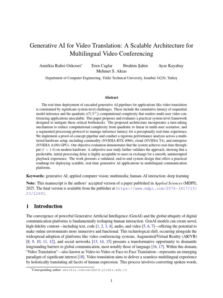 Scalable Generative AI for Video Translation | PDF | Computing ...