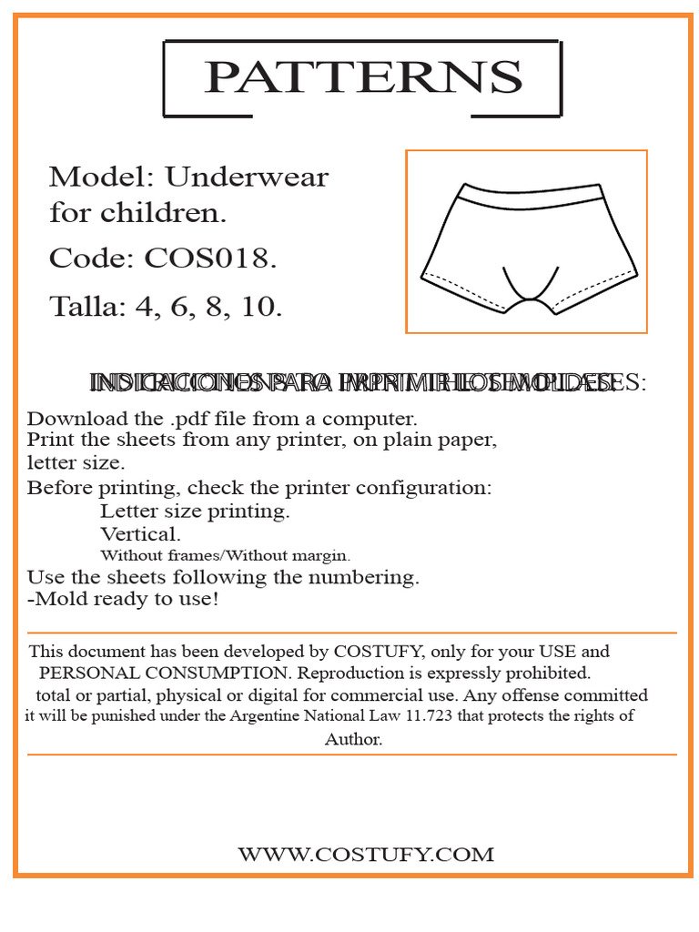 Children's Underwear Pattern PDF | PDF