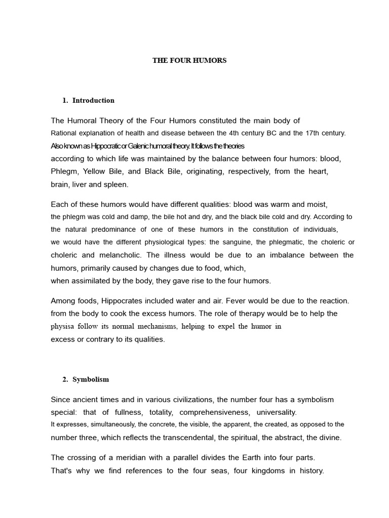 Understanding the Four Humors Theory | PDF | Foods