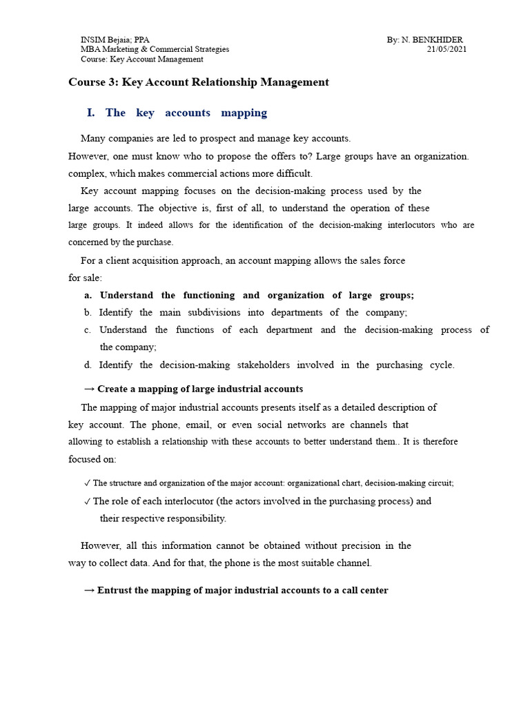 Course 3 - Managing Relationships With Key Accounts | PDF | Marketing ...