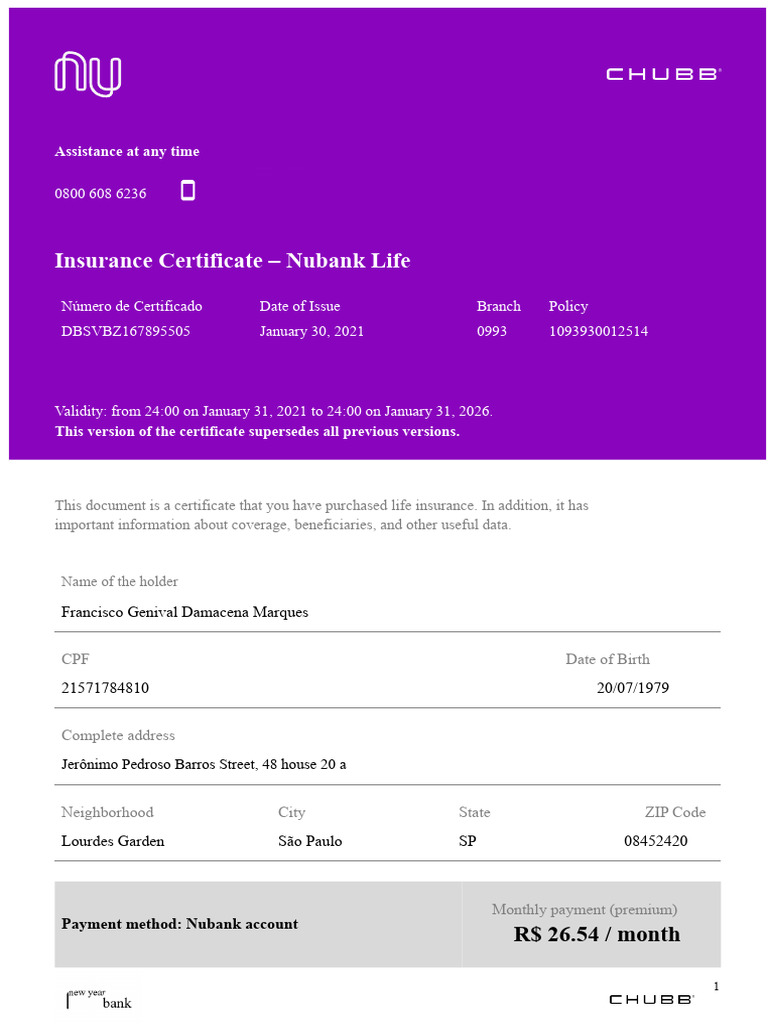 Certification of | PDF | Insurance | Life Insurance