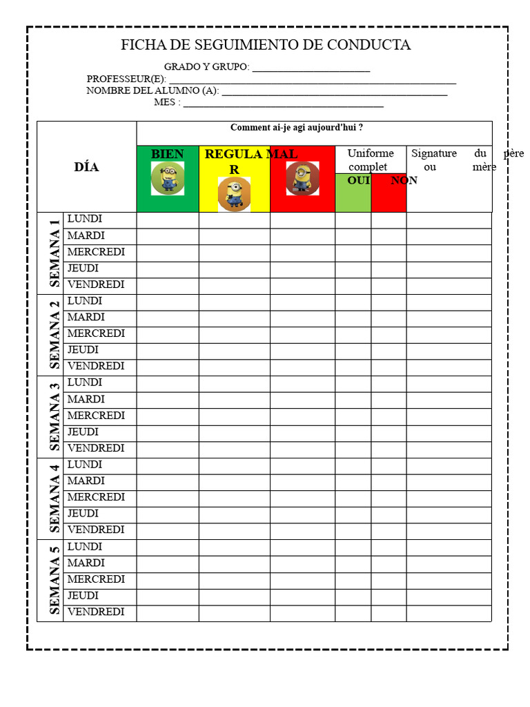 Fiche de Suivi de Comportement Élève | PDF