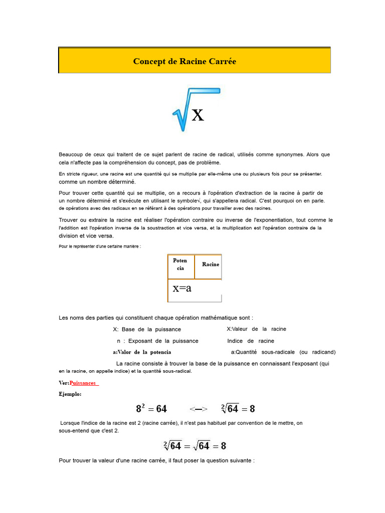 Comprendre la Racine Carrée en Mathématiques | PDF | Nombre | Racine carrée