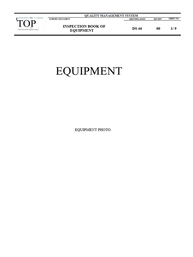 DS 46 - EQUIPMENT INSPECTION BOOK - Rev. 00 | PDF