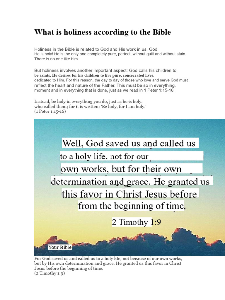What is holiness according to the Bible | PDF | God In Christianity ...