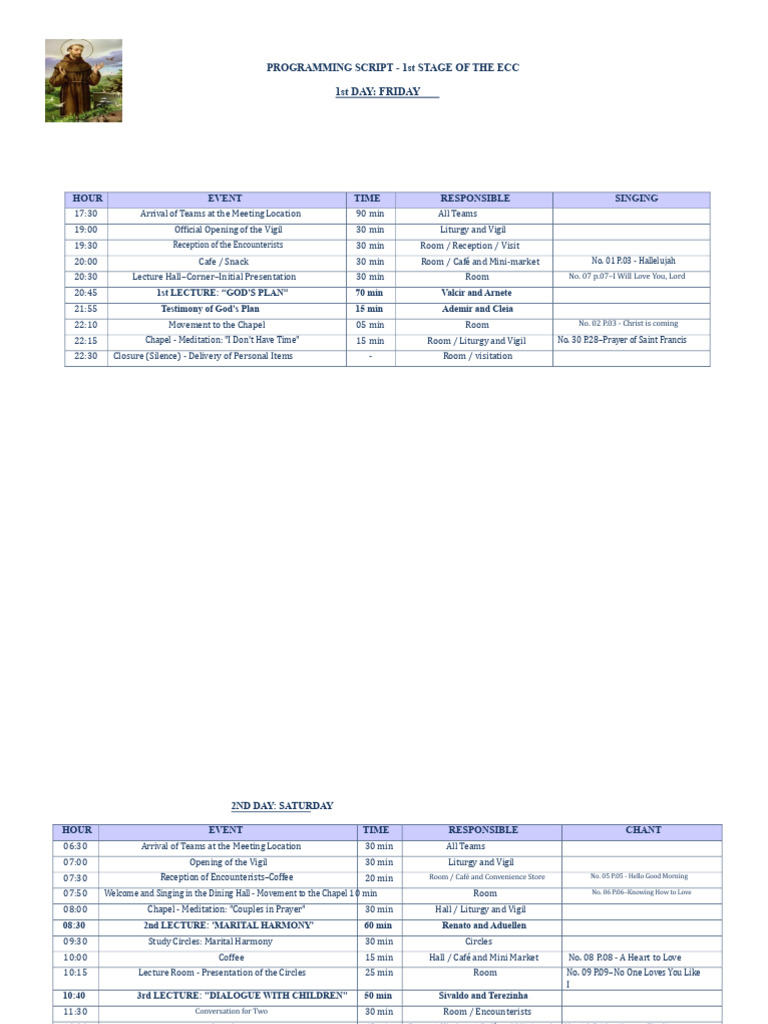 ECC Programming Script.docx | PDF | Eucharist | Mass (Liturgy)