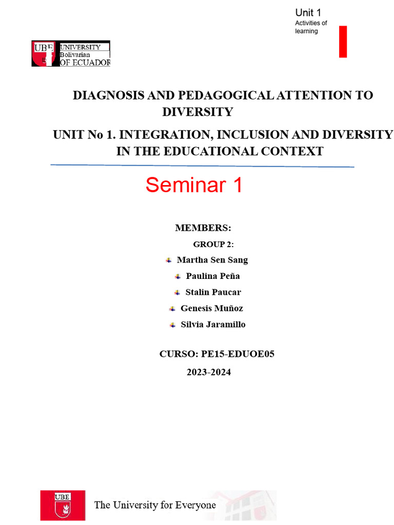 SEMINAR NO. 1. | PDF | Special Education | Inclusion (Education)