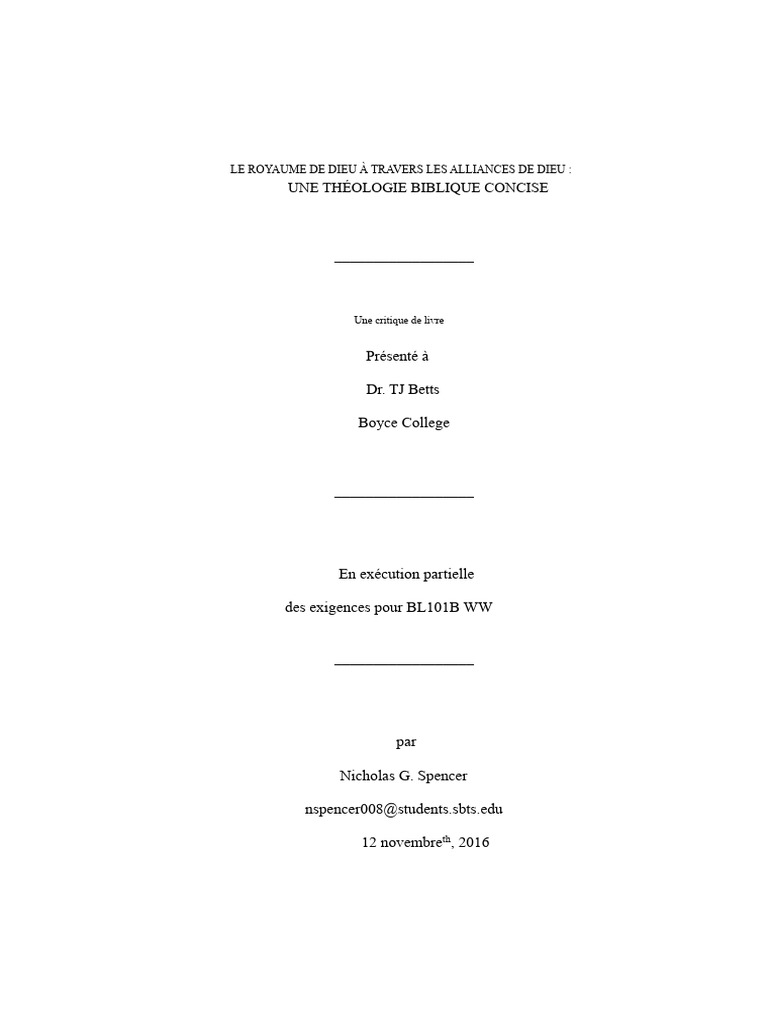 Théologie des Alliances et Royaume de Dieu | PDF | Livre de la Genèse ...